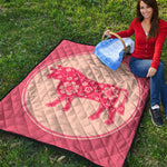 Chinese Flower Ox Zodiac Print Quilt