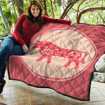 Chinese Flower Ox Zodiac Print Quilt