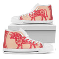 Chinese Flower Ox Zodiac Print White High Top Sneakers