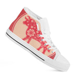 Chinese Flower Ox Zodiac Print White High Top Shoes