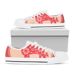 Chinese Flower Ox Zodiac Print White Low Top Shoes