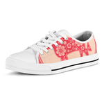 Chinese Flower Ox Zodiac Print White Low Top Shoes