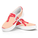 Chinese Flower Ox Zodiac Print White Slip On Shoes