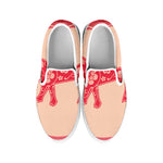 Chinese Flower Ox Zodiac Print White Slip On Shoes