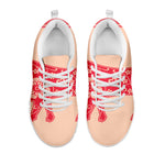 Chinese Flower Ox Zodiac Print White Sneakers