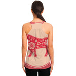 Chinese Flower Ox Zodiac Print Women's Racerback Tank Top