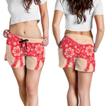 Chinese Flower Ox Zodiac Print Women's Shorts