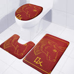 Chinese Horoscope Ox Sign Print 3 Piece Bath Mat Set