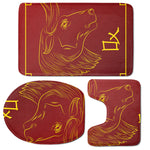 Chinese Horoscope Ox Sign Print 3 Piece Bath Mat Set