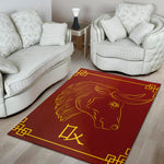 Chinese Horoscope Ox Sign Print Area Rug