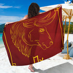 Chinese Horoscope Ox Sign Print Beach Sarong Wrap