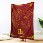 Chinese Horoscope Ox Sign Print Blanket