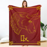 Chinese Horoscope Ox Sign Print Blanket