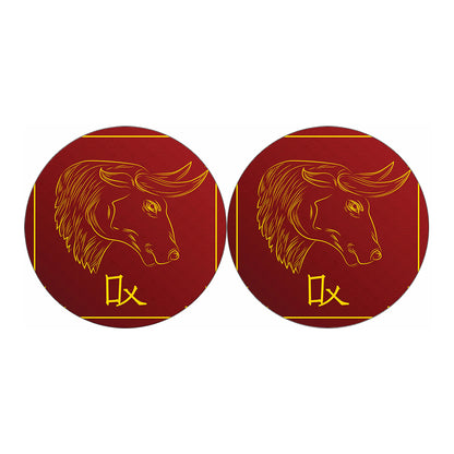 Chinese Horoscope Ox Sign Print Car Coasters