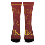 Chinese Horoscope Ox Sign Print Crew Socks