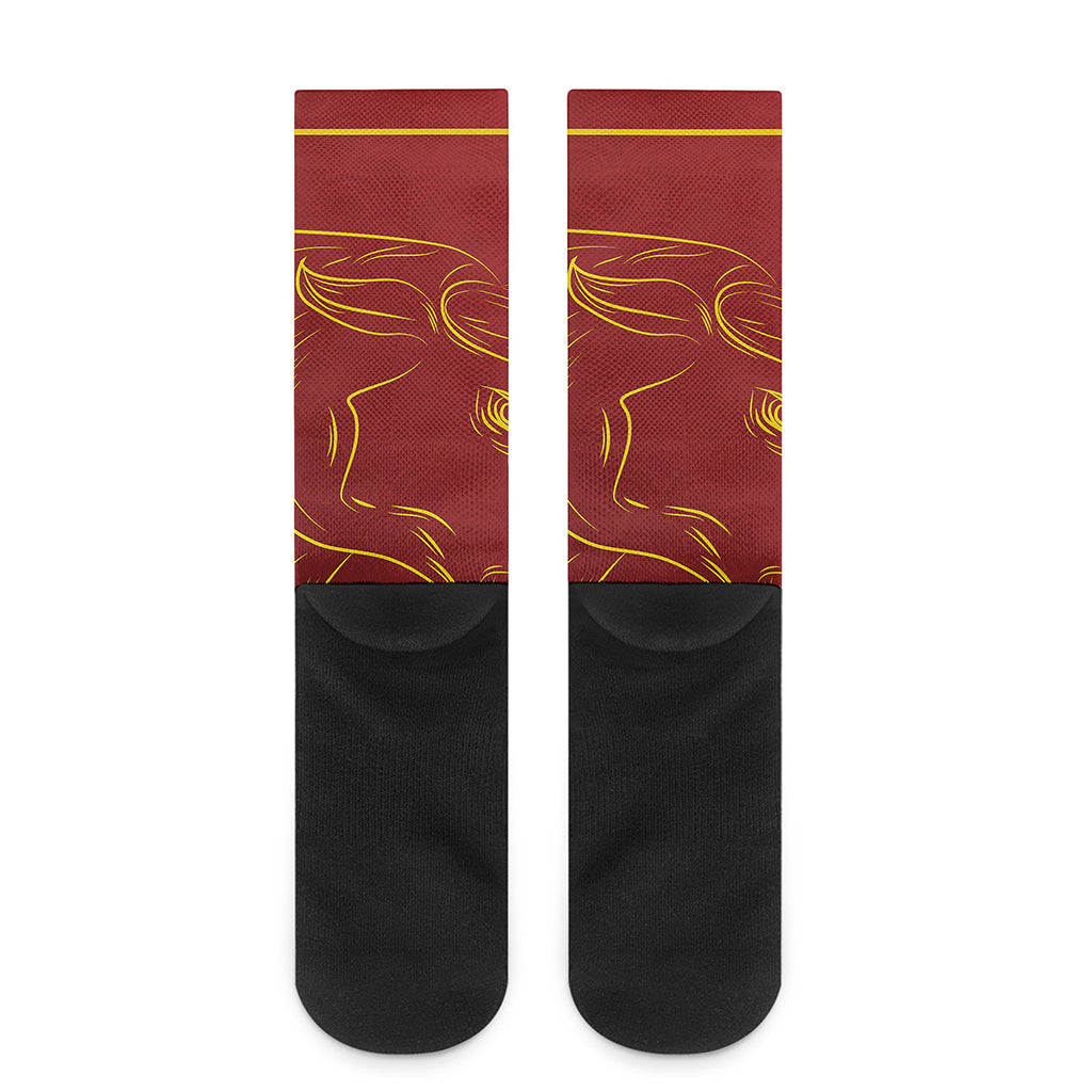 Chinese Horoscope Ox Sign Print Crew Socks