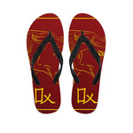 Chinese Horoscope Ox Sign Print Flip Flops