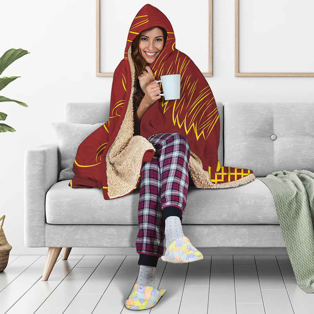 Chinese Horoscope Ox Sign Print Hooded Blanket