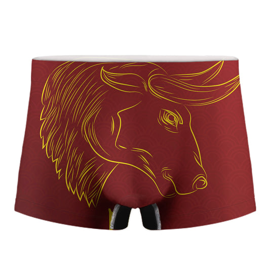 Chinese Horoscope Ox Sign Print Men's Boxer Briefs
