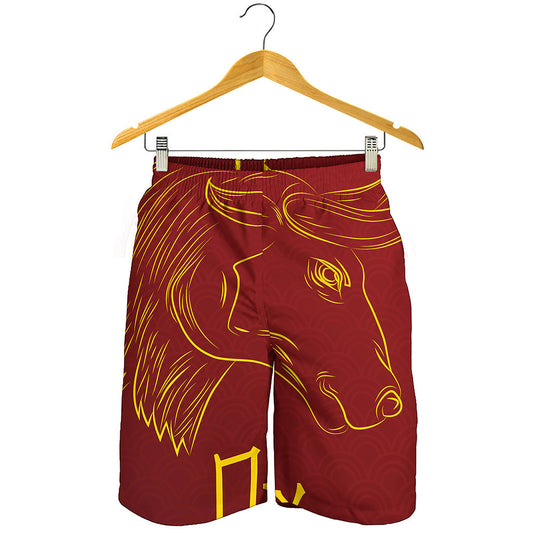 Chinese Horoscope Ox Sign Print Men's Shorts