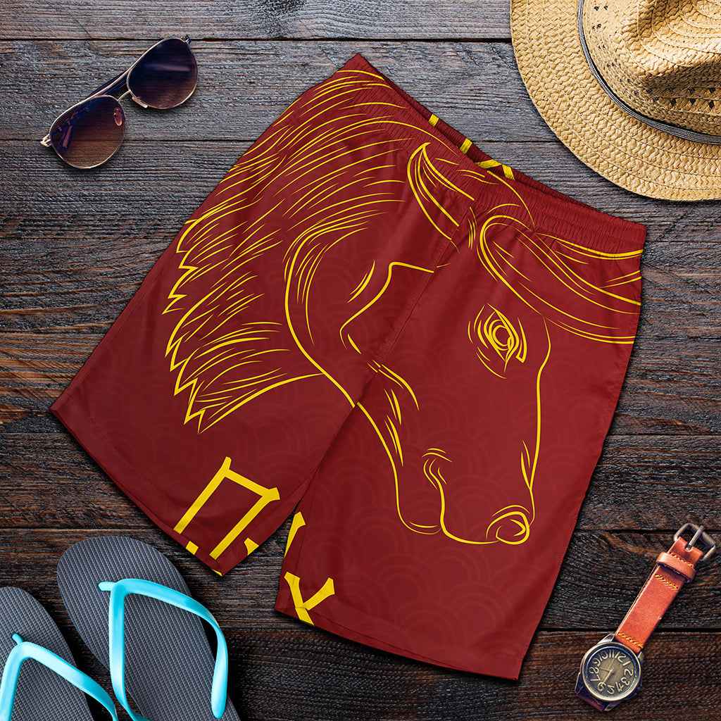 Chinese Horoscope Ox Sign Print Men's Shorts