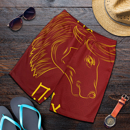Chinese Horoscope Ox Sign Print Men's Shorts
