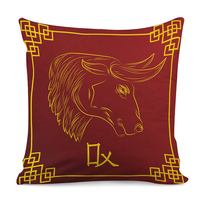 Chinese Horoscope Ox Sign Print Pillow Cover