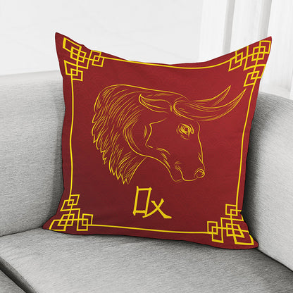 Chinese Horoscope Ox Sign Print Pillow Cover