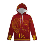 Chinese Horoscope Ox Sign Print Pullover Hoodie
