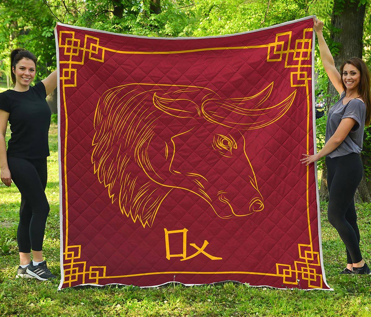 Chinese Horoscope Ox Sign Print Quilt