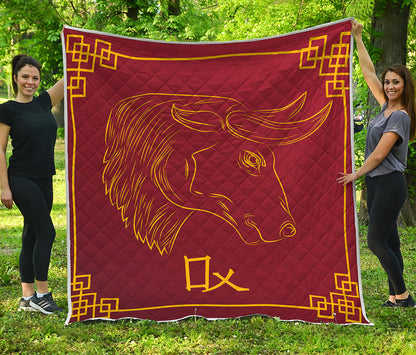 Chinese Horoscope Ox Sign Print Quilt