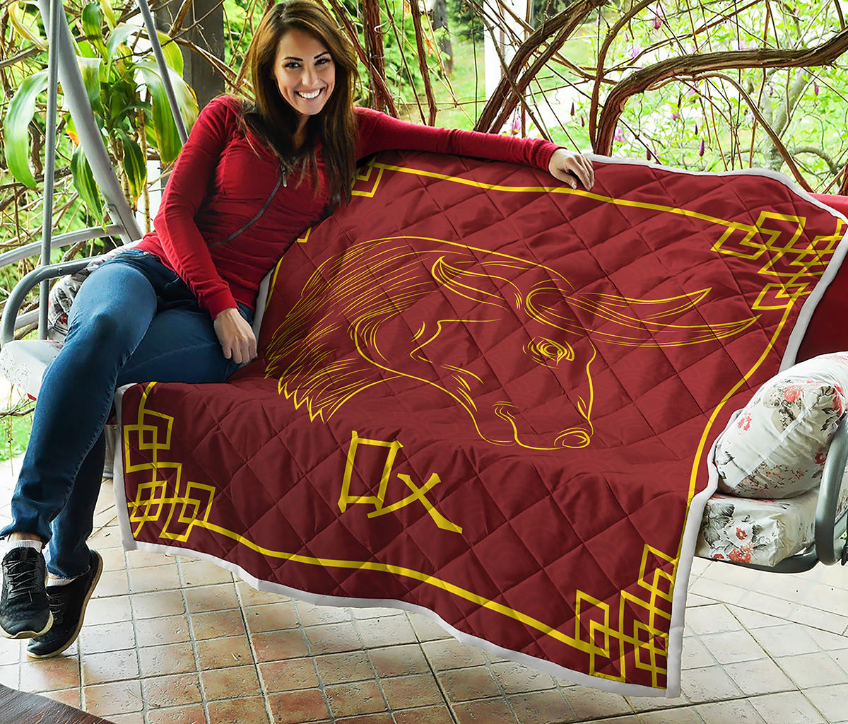 Chinese Horoscope Ox Sign Print Quilt