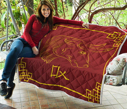Chinese Horoscope Ox Sign Print Quilt