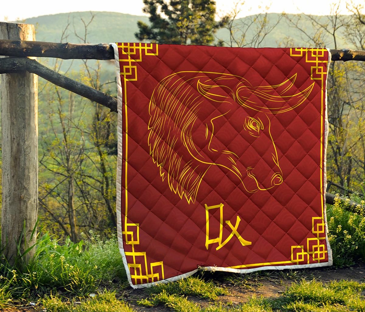 Chinese Horoscope Ox Sign Print Quilt