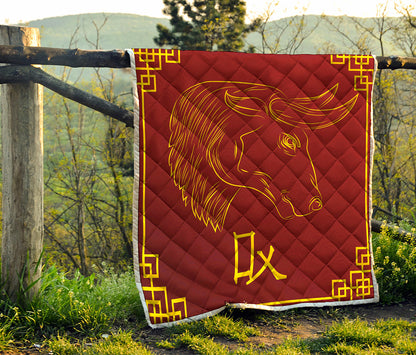 Chinese Horoscope Ox Sign Print Quilt