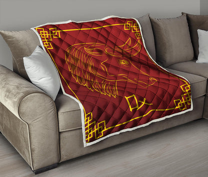 Chinese Horoscope Ox Sign Print Quilt