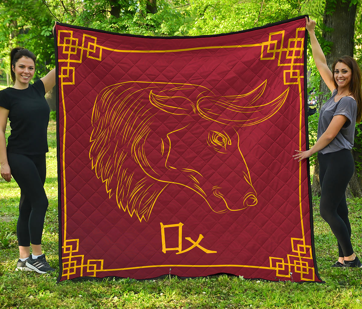 Chinese Horoscope Ox Sign Print Quilt