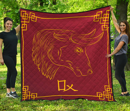 Chinese Horoscope Ox Sign Print Quilt