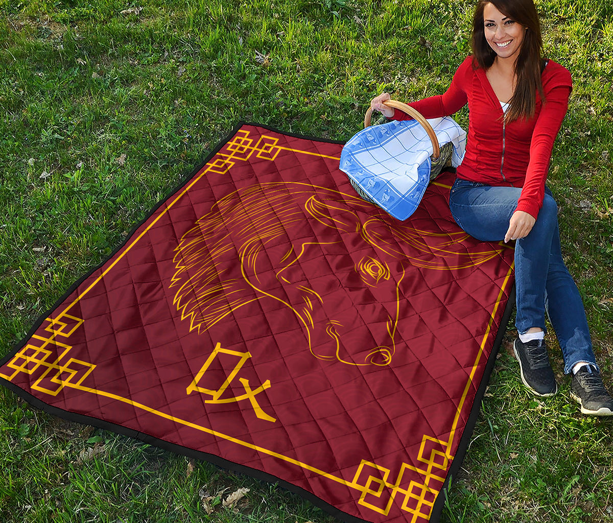 Chinese Horoscope Ox Sign Print Quilt