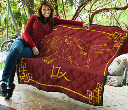Chinese Horoscope Ox Sign Print Quilt