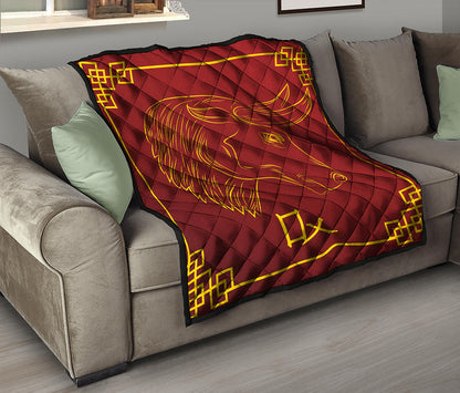 Chinese Horoscope Ox Sign Print Quilt