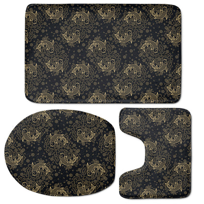 Chinese Koi Carp Pattern Print 3 Piece Bath Mat Set