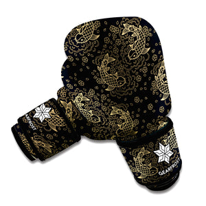 Chinese Koi Carp Pattern Print Boxing Gloves