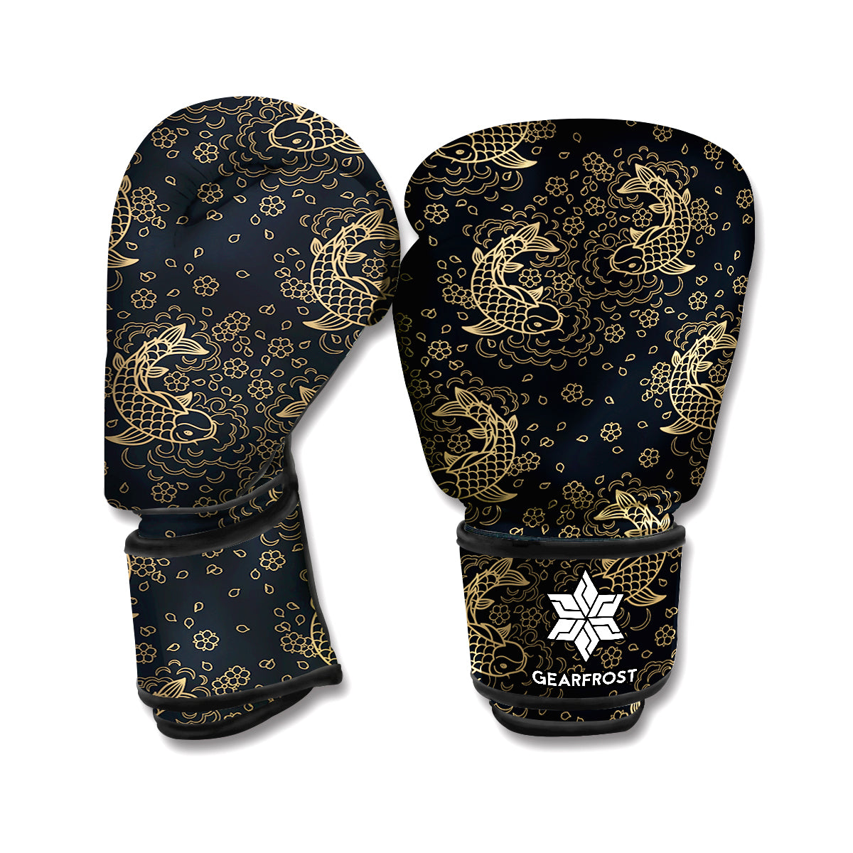 Chinese Koi Carp Pattern Print Boxing Gloves