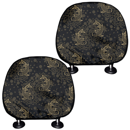 Chinese Koi Carp Pattern Print Car Headrest Covers