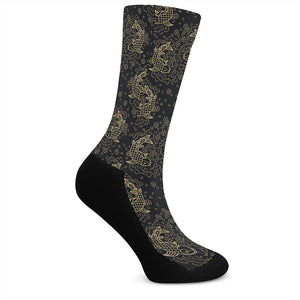 Chinese Koi Carp Pattern Print Crew Socks