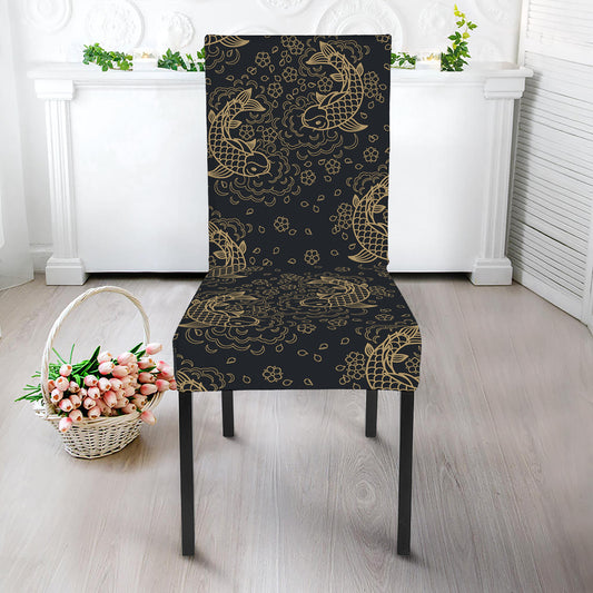 Chinese Koi Carp Pattern Print Dining Chair Slipcover