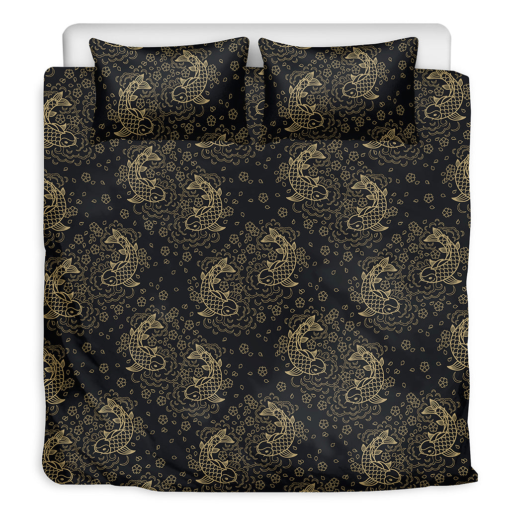 Chinese Koi Carp Pattern Print Duvet Cover Bedding Set