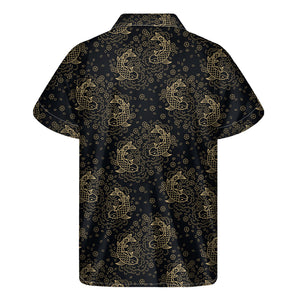 Chinese Koi Carp Pattern Print Men's Short Sleeve Shirt