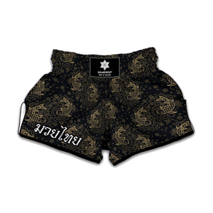 Chinese Koi Carp Pattern Print Muay Thai Boxing Shorts